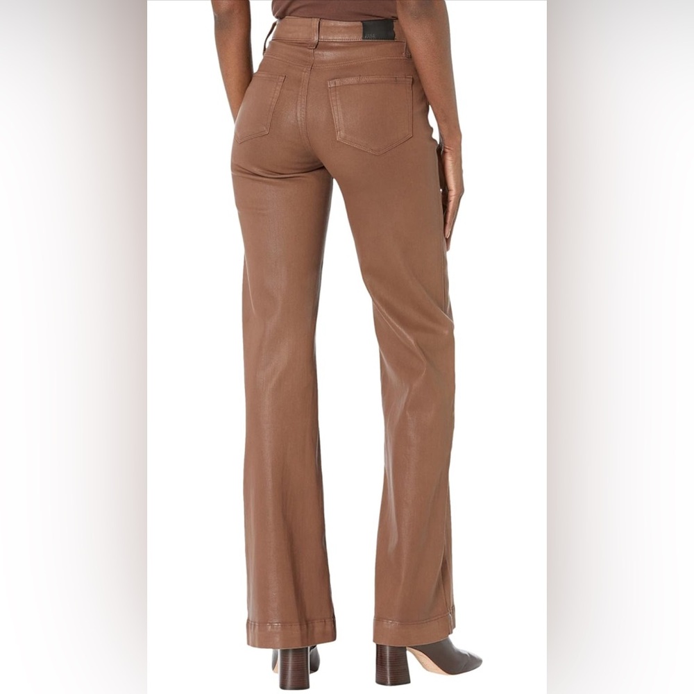Paige Jeans Woman Leenah High Rise Wide Leg Denim Brown Pant Stretch Size 25 - Picture 2 of 9